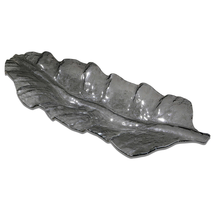Uttermost - Smoked Leaf Glass Tray - 19862 - GreatFurnitureDeal