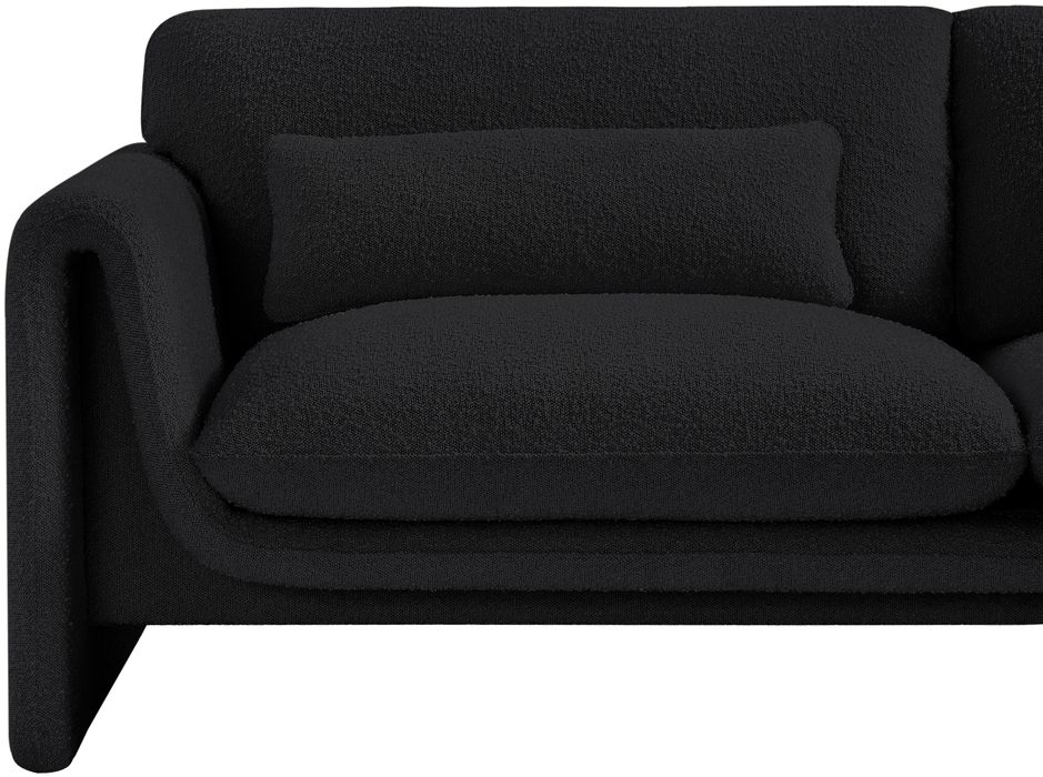 Meridian Furniture - Stylus 64" Black Boucle Fabric Upholstered Loveseat - 198Black-L - GreatFurnitureDeal
