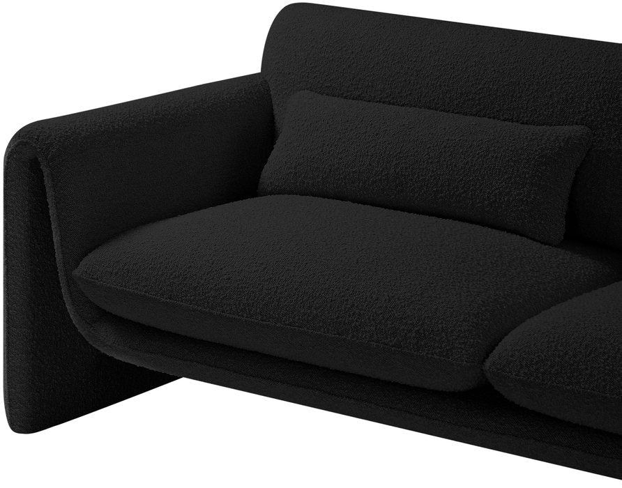 Meridian Furniture - Stylus 64" Black Boucle Fabric Upholstered Loveseat - 198Black-L - GreatFurnitureDeal