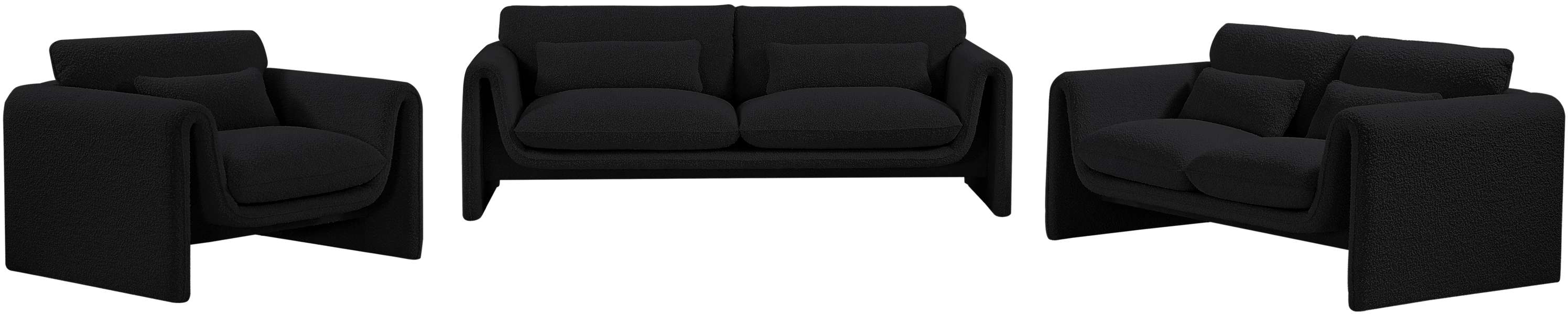 Meridian Furniture - Stylus 64" Black Boucle Fabric Upholstered Loveseat - 198Black-L - GreatFurnitureDeal