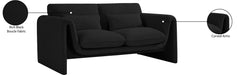 Meridian Furniture - Stylus 64" Black Boucle Fabric Upholstered Loveseat - 198Black-L - GreatFurnitureDeal