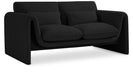 Meridian Furniture - Stylus 64" Black Boucle Fabric Upholstered Loveseat - 198Black-L - GreatFurnitureDeal