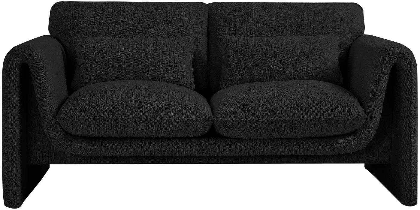Meridian Furniture - Stylus 64" Black Boucle Fabric Upholstered Loveseat - 198Black-L - GreatFurnitureDeal