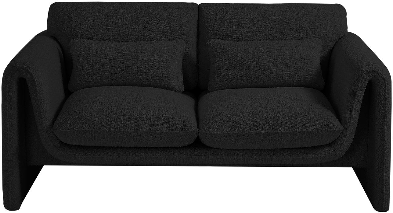 Meridian Furniture - Stylus 64" Black Boucle Fabric Upholstered Loveseat - 198Black-L - GreatFurnitureDeal