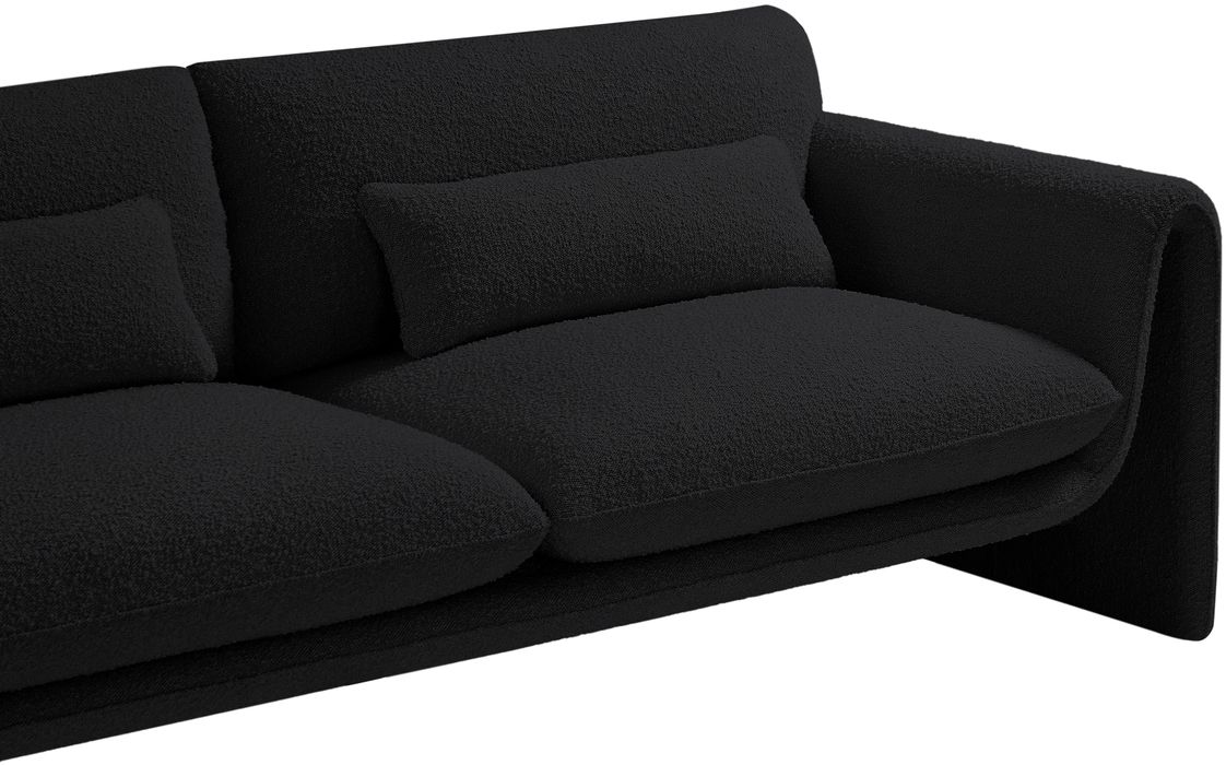 Meridian Furniture - Stylus 64" Black Boucle Fabric Upholstered Loveseat - 198Black-L - GreatFurnitureDeal
