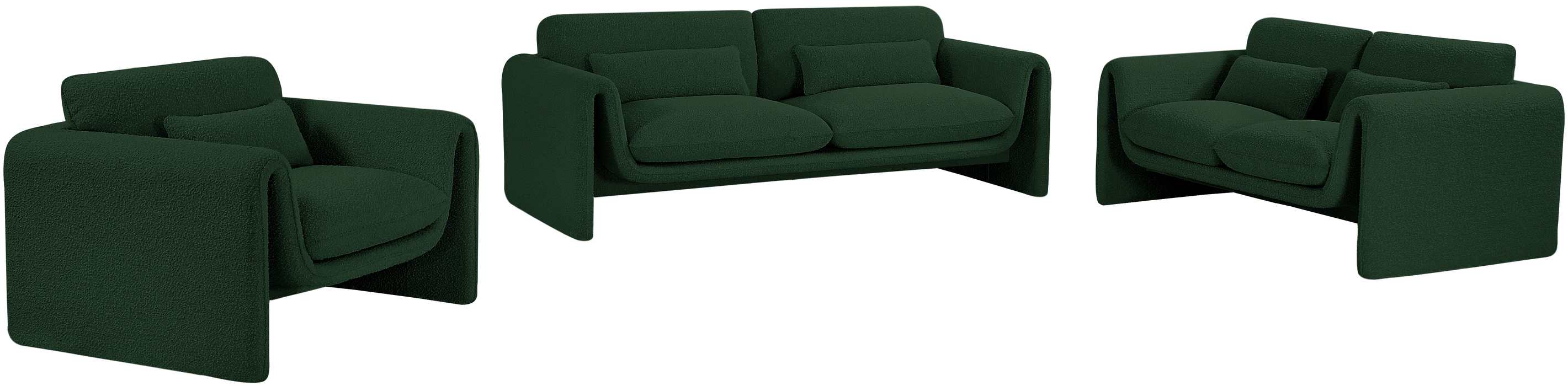 Meridian Furniture - Stylus 64" Green Boucle Fabric Upholstered Loveseat - 198Green-L - GreatFurnitureDeal