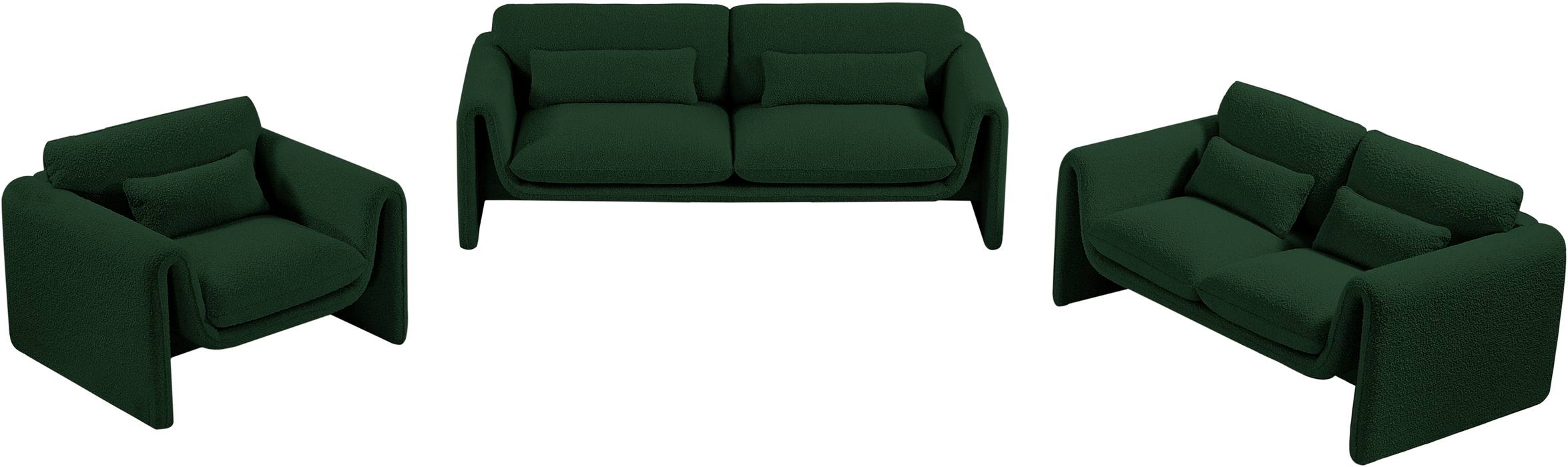 Meridian Furniture - Stylus 64" Green Boucle Fabric Upholstered Loveseat - 198Green-L - GreatFurnitureDeal