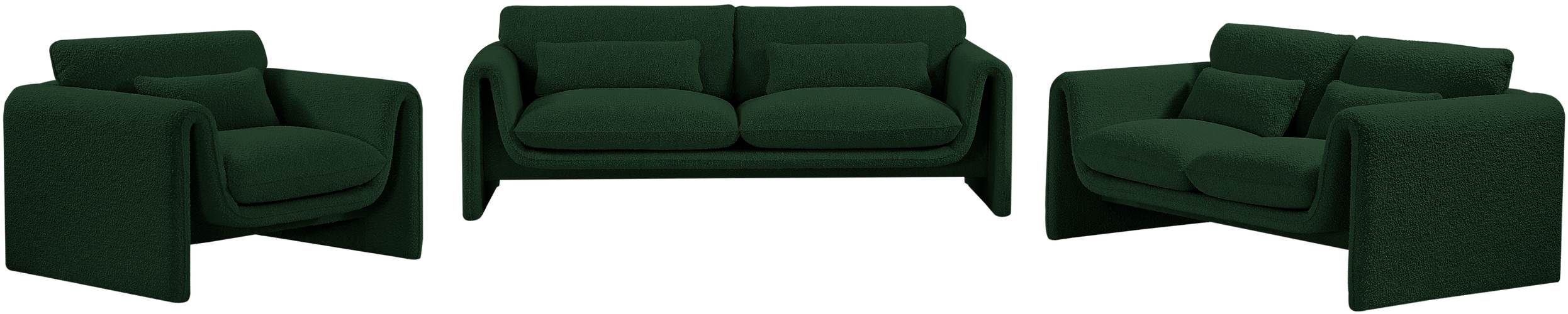 Meridian Furniture - Stylus 64" Green Boucle Fabric Upholstered Loveseat - 198Green-L - GreatFurnitureDeal