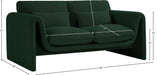 Meridian Furniture - Stylus 64" Green Boucle Fabric Upholstered Loveseat - 198Green-L - GreatFurnitureDeal