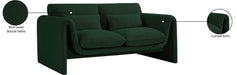 Meridian Furniture - Stylus 64" Green Boucle Fabric Upholstered Loveseat - 198Green-L - GreatFurnitureDeal