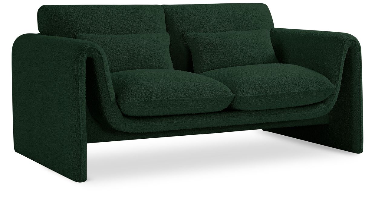 Meridian Furniture - Stylus 64" Green Boucle Fabric Upholstered Loveseat - 198Green-L - GreatFurnitureDeal