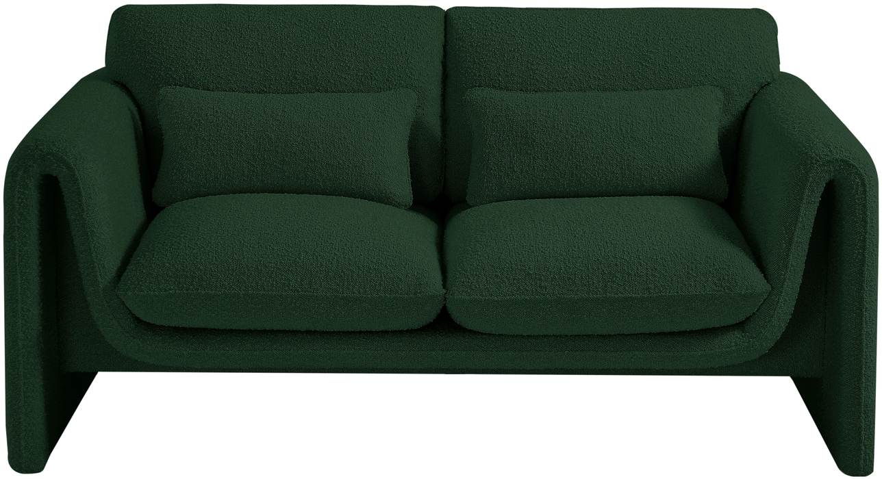 Meridian Furniture - Stylus 64" Green Boucle Fabric Upholstered Loveseat - 198Green-L - GreatFurnitureDeal