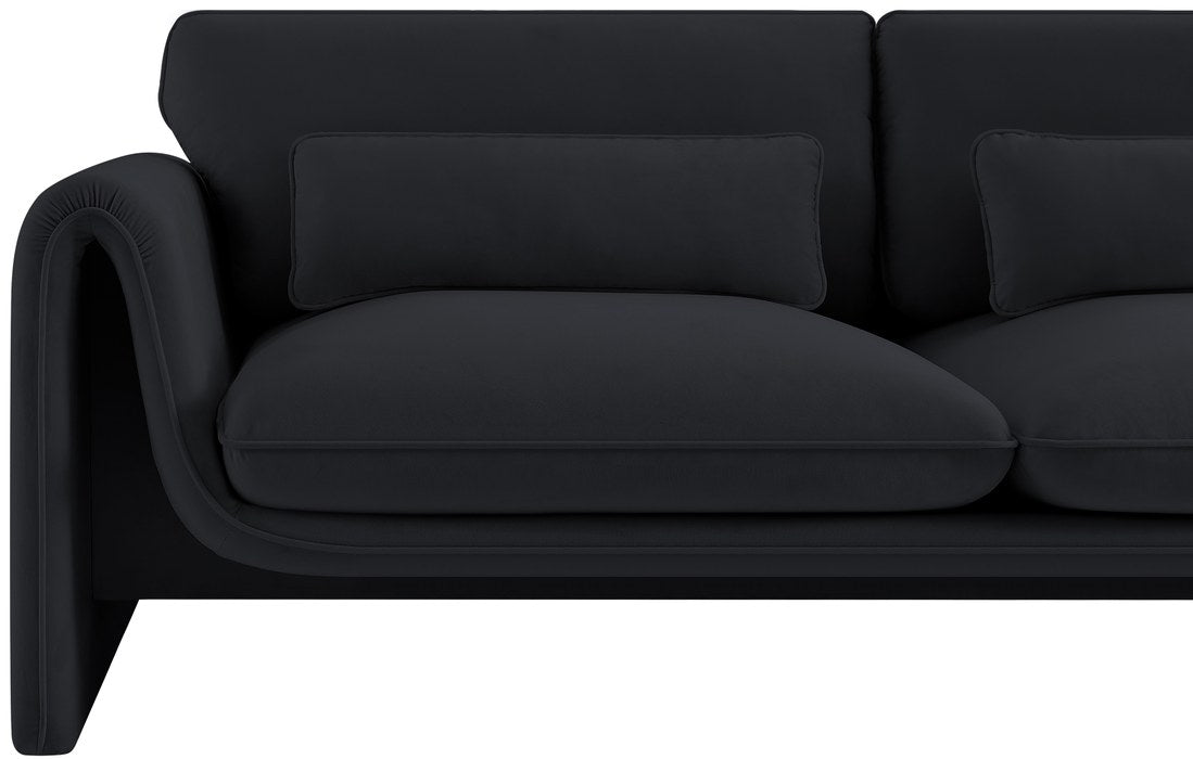 Meridian Furniture - Sloan 86" Black Velvet Upholstered Sofa - 199Black-S - GreatFurnitureDeal
