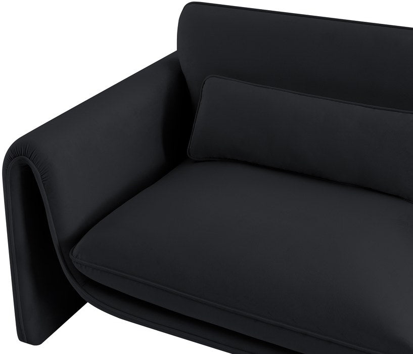 Meridian Furniture - Sloan 86" Black Velvet Upholstered Sofa - 199Black-S - GreatFurnitureDeal