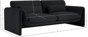 Meridian Furniture - Sloan 86" Black Velvet Upholstered Sofa - 199Black-S - GreatFurnitureDeal