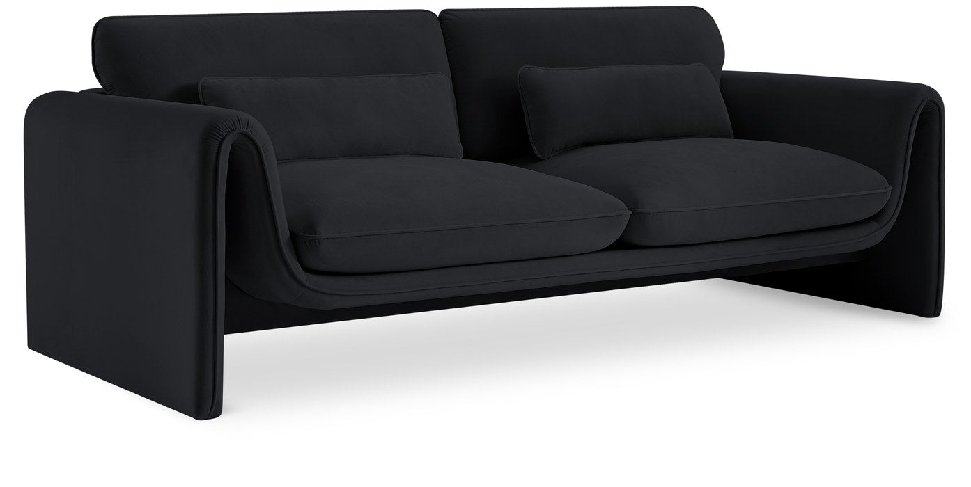 Meridian Furniture - Sloan 86" Black Velvet Upholstered Sofa - 199Black-S - GreatFurnitureDeal