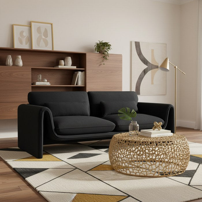 Meridian Furniture - Sloan 86" Black Velvet Upholstered Sofa - 199Black-S - GreatFurnitureDeal