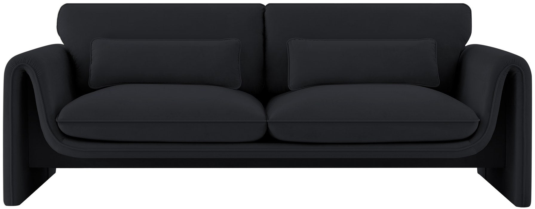 Meridian Furniture - Sloan 86" Black Velvet Upholstered Sofa - 199Black-S - GreatFurnitureDeal