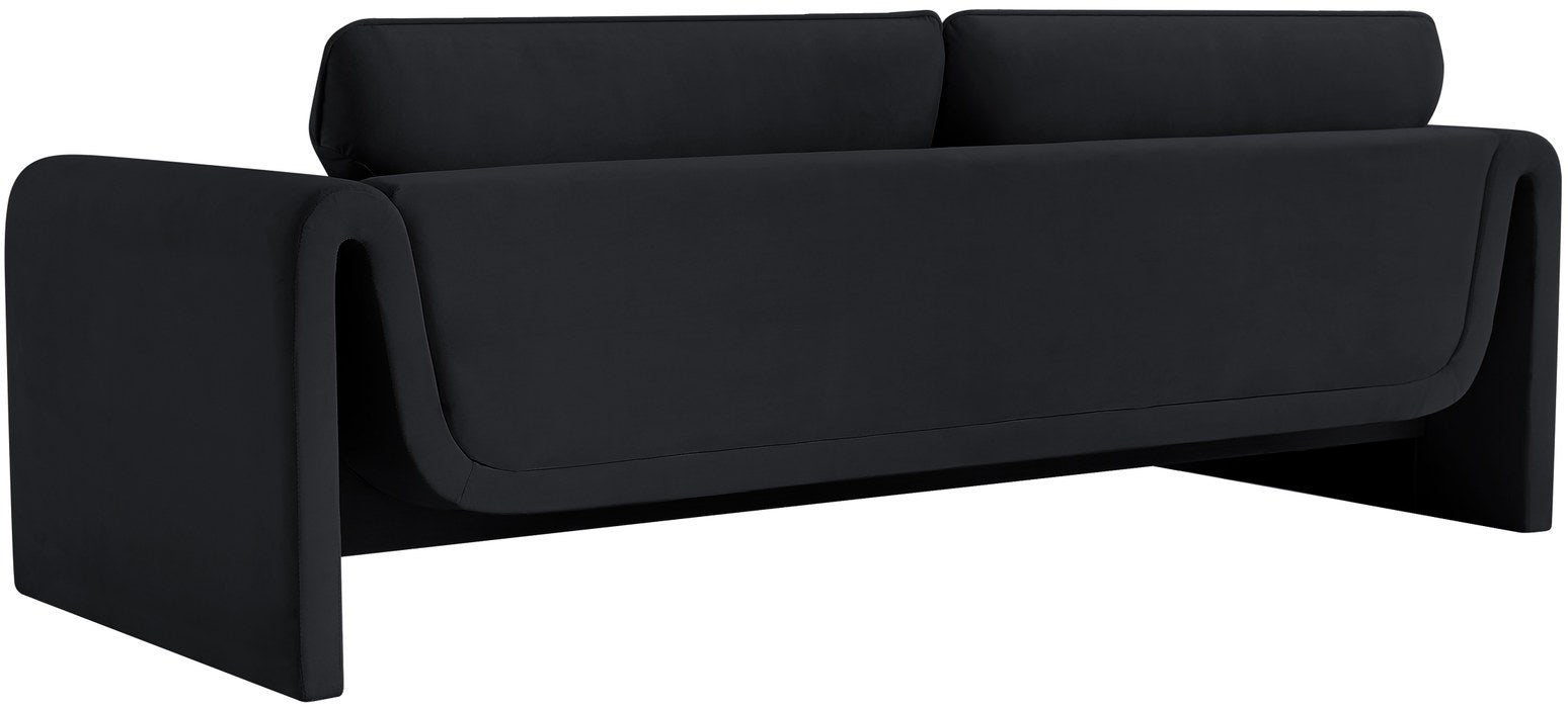 Meridian Furniture - Sloan 86" Black Velvet Upholstered Sofa - 199Black-S - GreatFurnitureDeal