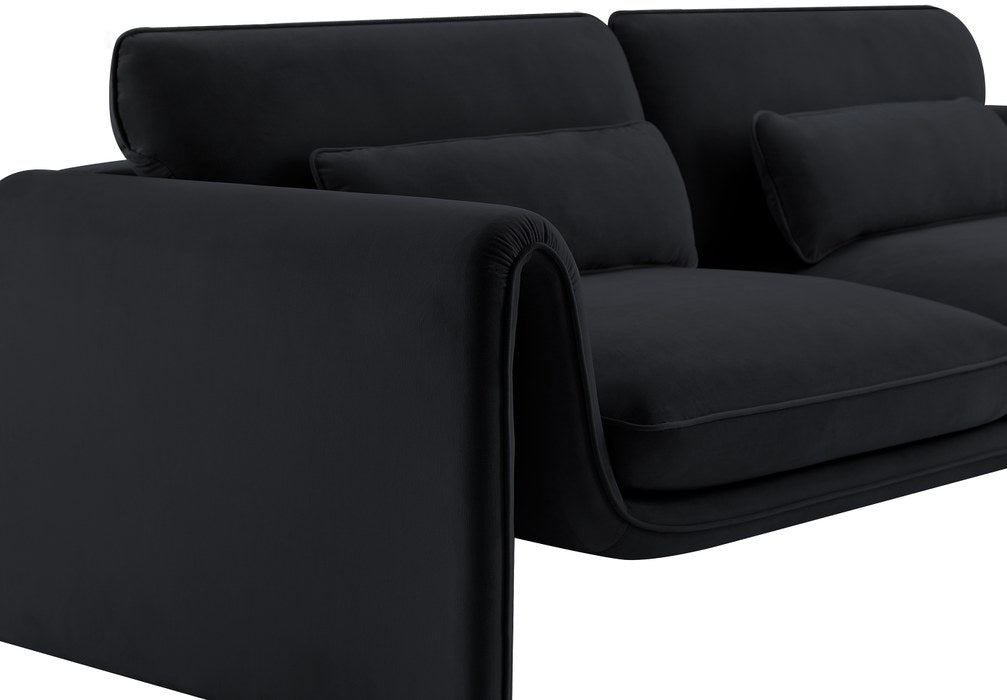 Meridian Furniture - Sloan 86" Black Velvet Upholstered Sofa - 199Black-S - GreatFurnitureDeal