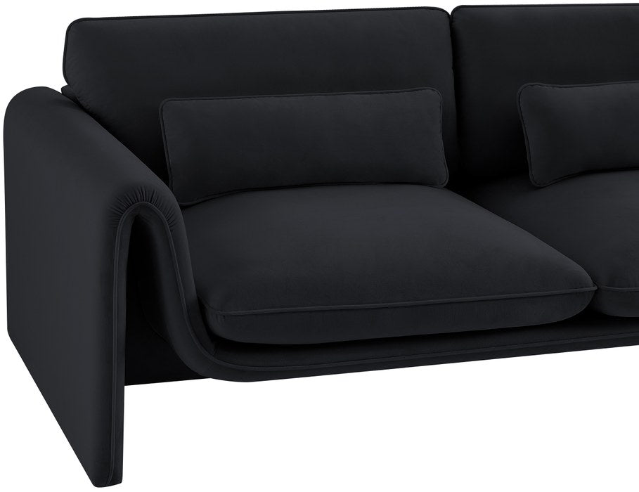 Meridian Furniture - Sloan 86" Black Velvet Upholstered Sofa - 199Black-S - GreatFurnitureDeal