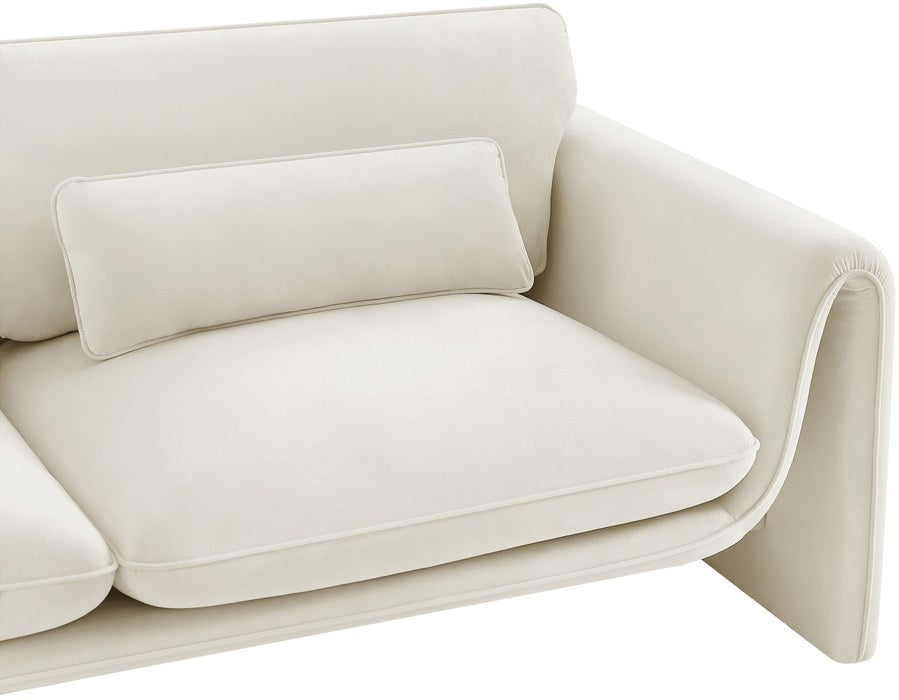 Meridian Furniture - Sloan 86" Cream Velvet Upholstered Sofa - 199Cream-S - GreatFurnitureDeal