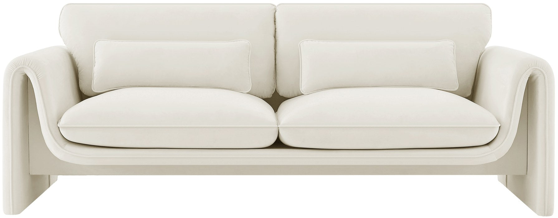 Meridian Furniture - Sloan 86" Cream Velvet Upholstered Sofa - 199Cream-S - GreatFurnitureDeal