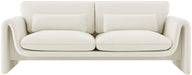 Meridian Furniture - Sloan 86" Cream Velvet Upholstered Sofa - 199Cream-S - GreatFurnitureDeal