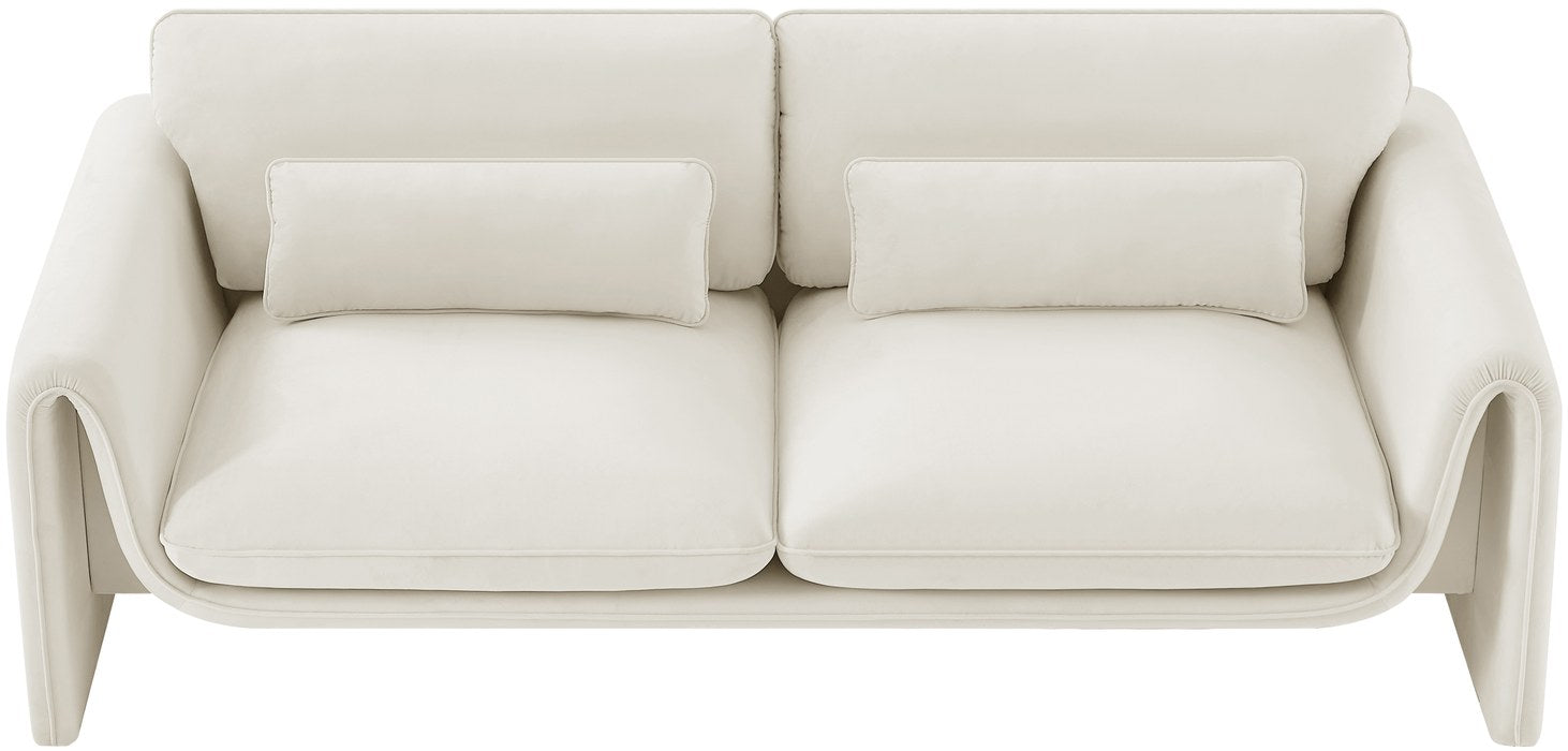 Meridian Furniture - Sloan 86" Cream Velvet Upholstered Sofa - 199Cream-S - GreatFurnitureDeal