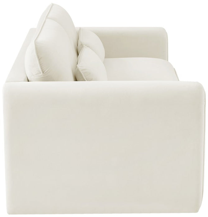 Meridian Furniture - Sloan 86" Cream Velvet Upholstered Sofa - 199Cream-S - GreatFurnitureDeal