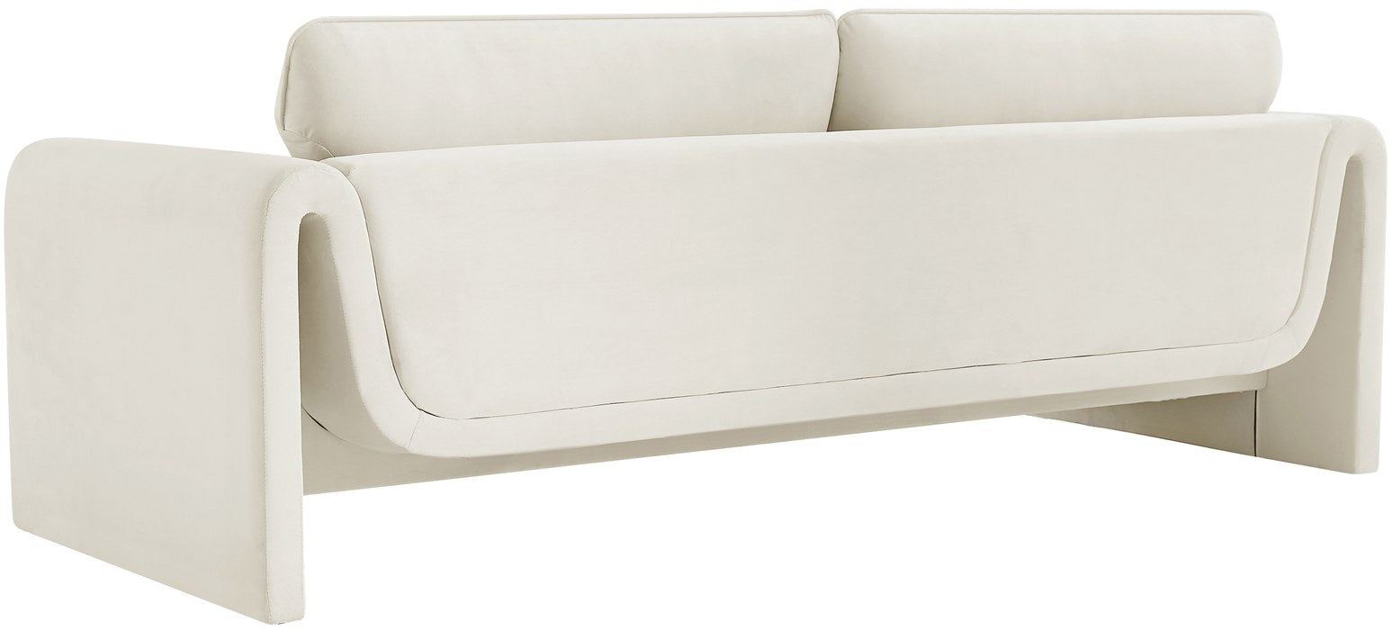 Meridian Furniture - Sloan 86" Cream Velvet Upholstered Sofa - 199Cream-S - GreatFurnitureDeal