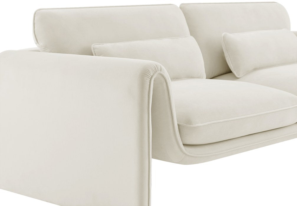 Meridian Furniture - Sloan 86" Cream Velvet Upholstered Sofa - 199Cream-S - GreatFurnitureDeal