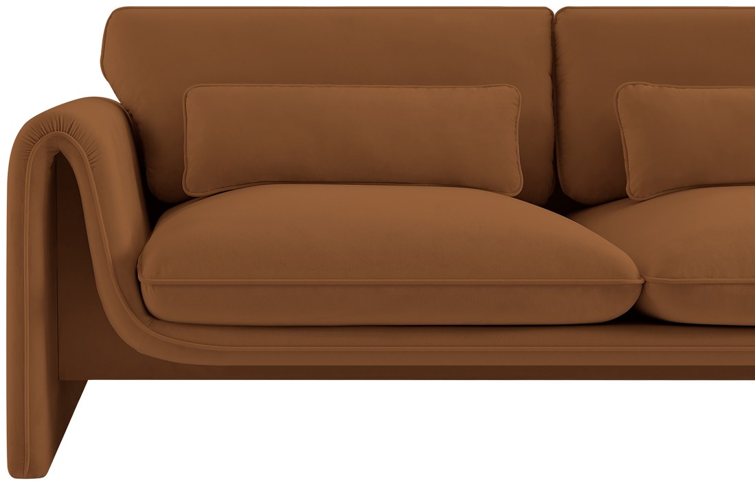 Meridian Furniture - Sloan 86" Saddle Velvet Upholstered Sofa - 199Saddle-S - GreatFurnitureDeal