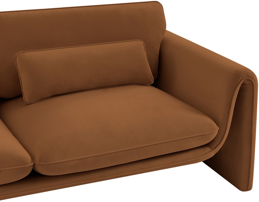 Meridian Furniture - Sloan 86" Saddle Velvet Upholstered Sofa - 199Saddle-S - GreatFurnitureDeal