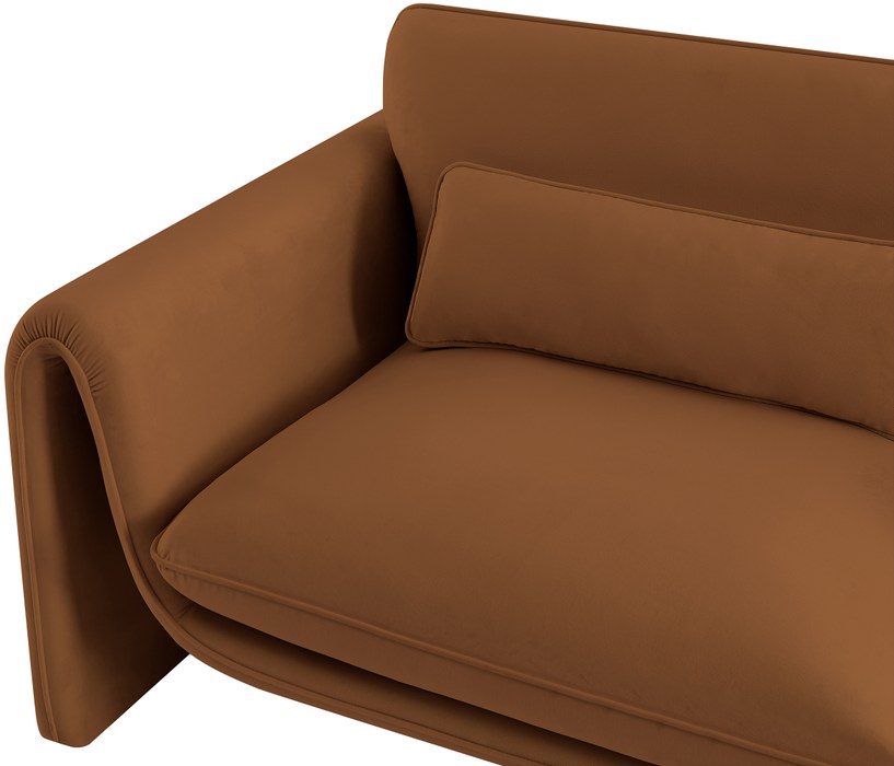 Meridian Furniture - Sloan 86" Saddle Velvet Upholstered Sofa - 199Saddle-S - GreatFurnitureDeal