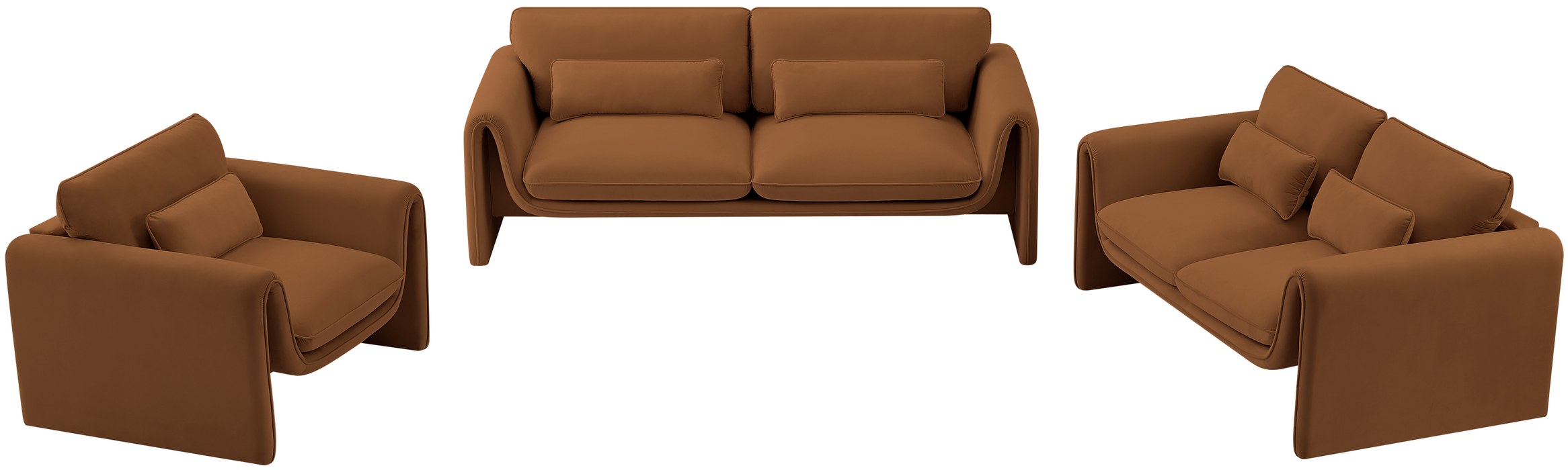 Meridian Furniture - Sloan 86" Saddle Velvet Upholstered Sofa - 199Saddle-S - GreatFurnitureDeal
