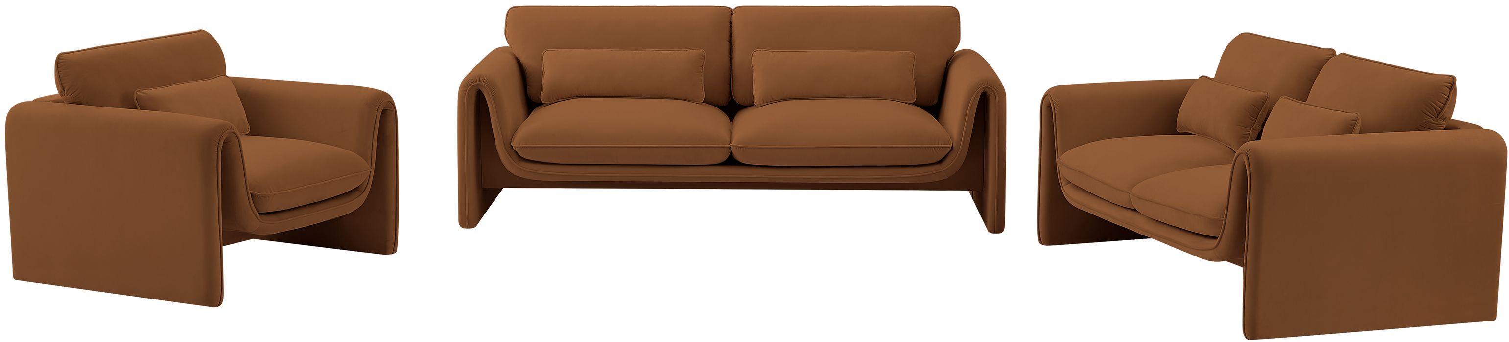 Meridian Furniture - Sloan 86" Saddle Velvet Upholstered Sofa - 199Saddle-S - GreatFurnitureDeal