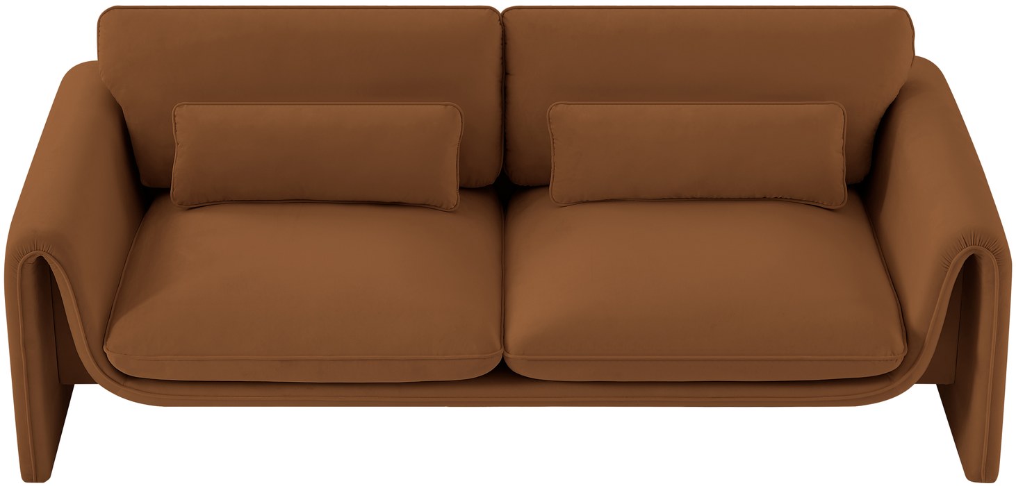 Meridian Furniture - Sloan 86" Saddle Velvet Upholstered Sofa - 199Saddle-S - GreatFurnitureDeal