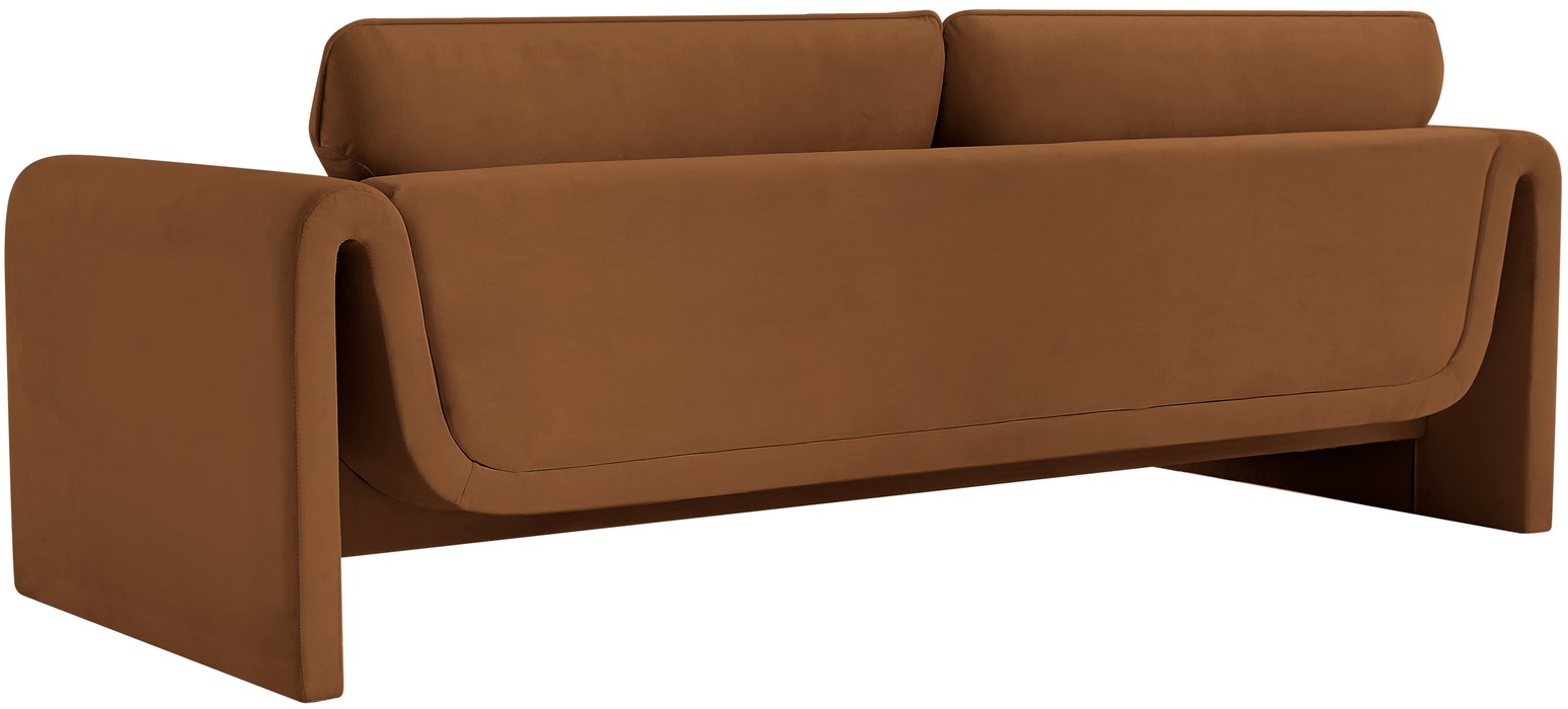 Meridian Furniture - Sloan 86" Saddle Velvet Upholstered Sofa - 199Saddle-S - GreatFurnitureDeal