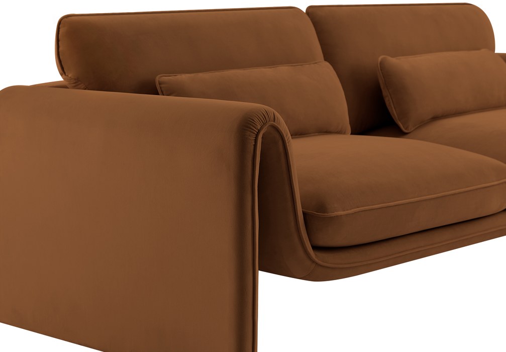 Meridian Furniture - Sloan 86" Saddle Velvet Upholstered Sofa - 199Saddle-S - GreatFurnitureDeal