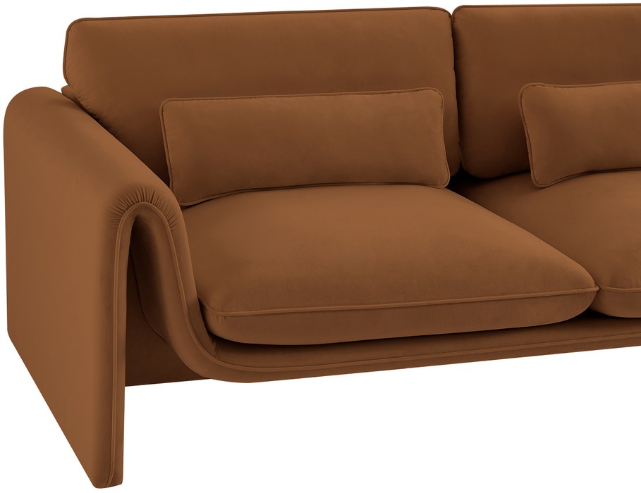 Meridian Furniture - Sloan 86" Saddle Velvet Upholstered Sofa - 199Saddle-S - GreatFurnitureDeal