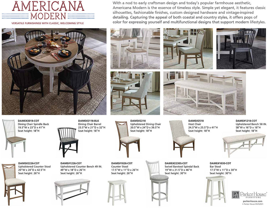 Parker House - Americana Modern Dining Table 88 Inch x 42 Inch Trestle To 112 Inch - DAME#88TRES-2-COT - GreatFurnitureDeal