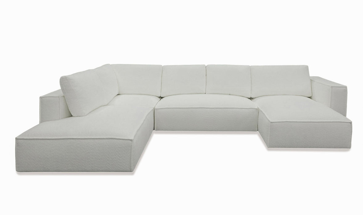 VIG Furniture - Divani Casa Lulu - Modern White Fabric Modular Sectional Sofa w/ Right Facing Chaise - VGSX-F22053-RAF-WHT