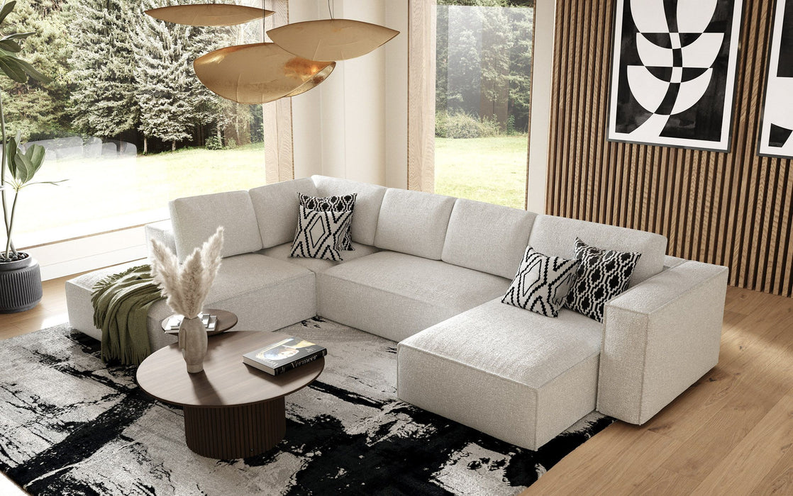 VIG Furniture - Divani Casa Lulu - Modern White Fabric Modular Sectional Sofa w/ Right Facing Chaise - VGSX-F22053-RAF-WHT