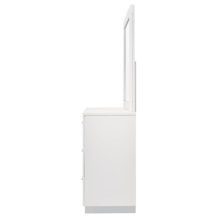 Coaster Furniture - Felicity 6-Drawer Wood Dresser with Mirror in White High Gloss - 203503M - GreatFurnitureDeal