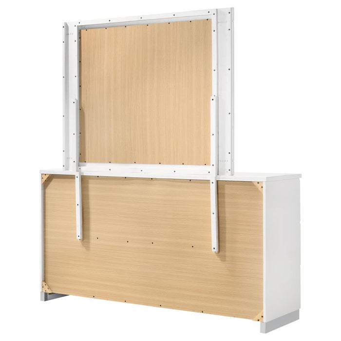 Coaster Furniture - Felicity 6-Drawer Wood Dresser with Mirror in White High Gloss - 203503M - GreatFurnitureDeal