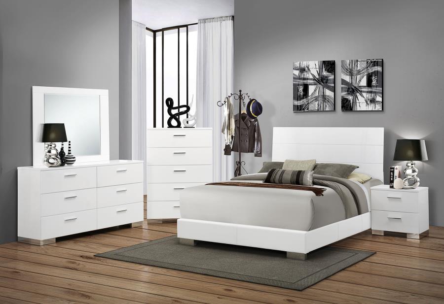 Coaster Furniture - Felicity 6-Drawer Wood Dresser with Mirror in White High Gloss - 203503M - GreatFurnitureDeal