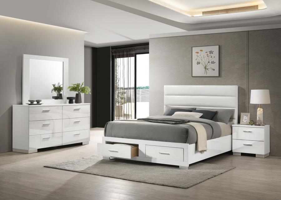 Coaster Furniture - Felicity 4-piece Queen Platform Bedroom Set in White - 203510Q-S4 - GreatFurnitureDeal