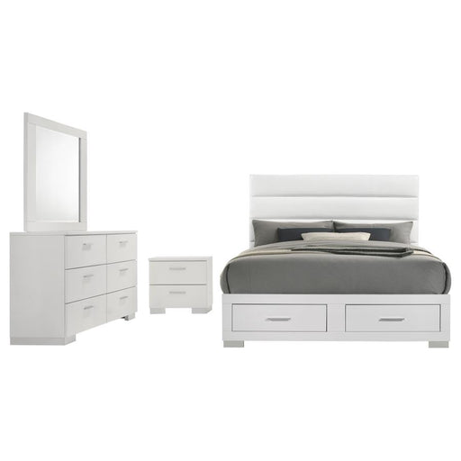 Coaster Furniture - Felicity 4-Piece King Platform Bedroom Set in White - 203510KE-S4 - GreatFurnitureDeal
