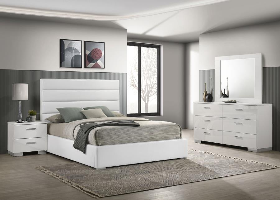 Coaster Furniture - Felicity 5-Piece California King Bedroom Set in White High Gloss - 203511KW-S5 - GreatFurnitureDeal
